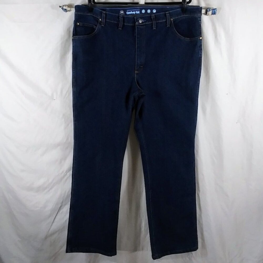 Wrangler Men's Blue Premium Performance Cowboy Bootcut Casual Jeans Size 44 x 32